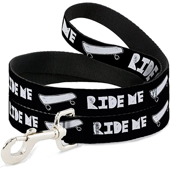 Dog Leash Ride Me Skateboard Black White 4 Feet Long 0.5 Inch Wide