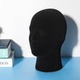 thumbnail image 3 of Maniquí de espuma para hombre, modelo cabeza maniquí, pelucas, gafas, gorra, soporte exhibición, negro, 3 of 5