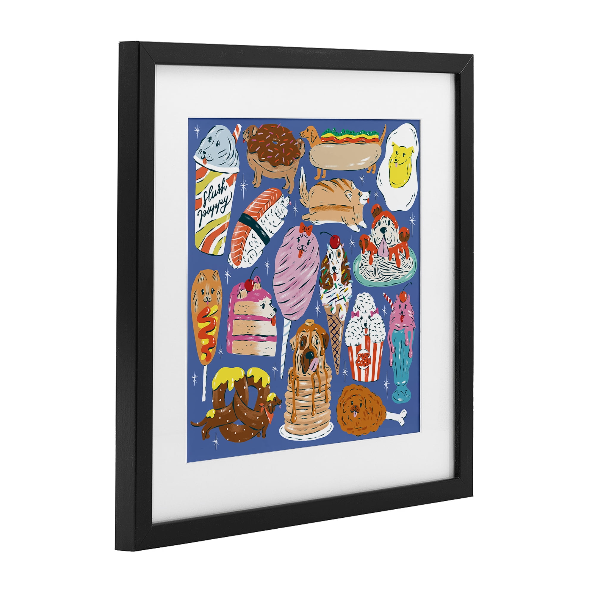 Stupell Industries Dog Foods Puzzle Illustration Black Framed
