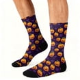 thumbnail image 6 of Halloween Lantern Pumpkin Print Socks, All Over Pumpkin Print Mid Calf Socks, Classic Novelty Socks for Halloween Celebration and Daily Outfit Purple, 6 of 7