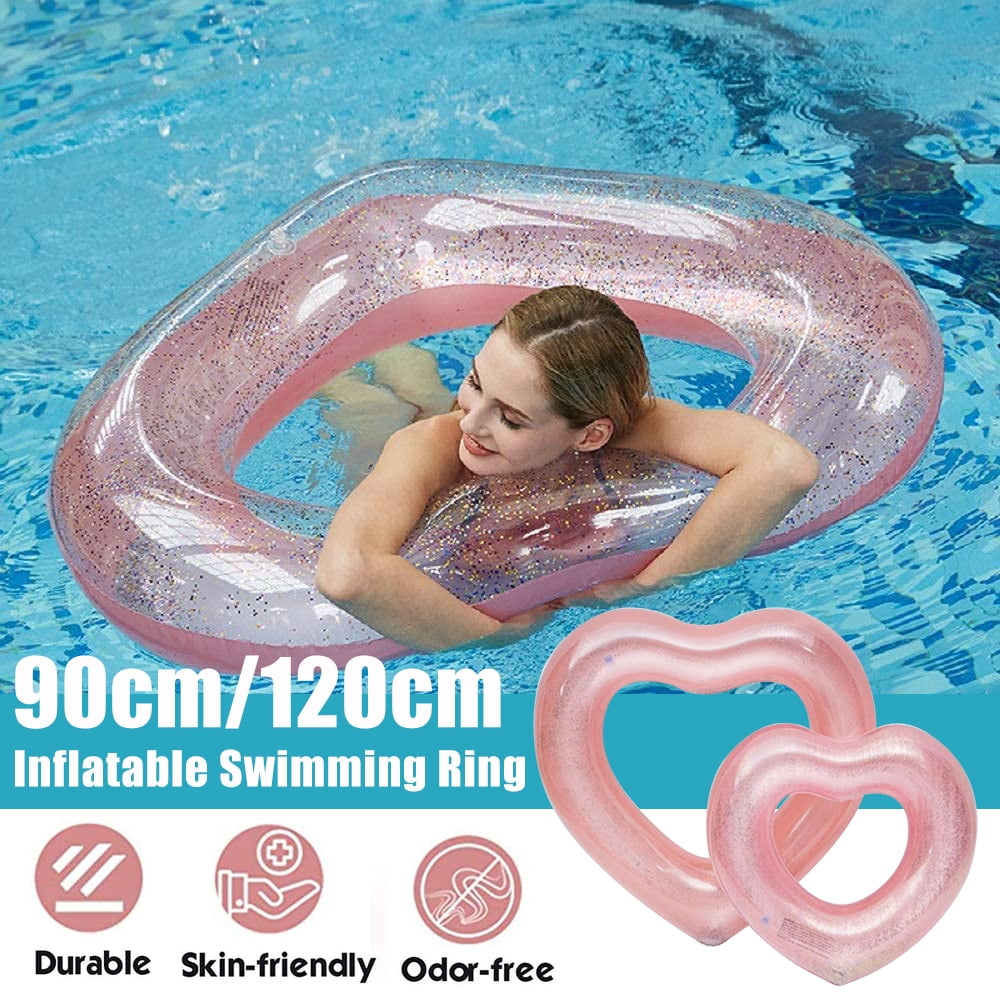 Inflatable Pool Float with Glitter, Swimming Pool Ring Funny Pool Tube Toys for Summer Water Parties Outdoor, 120cm Inflatable Pool Float with Glitter, Swimming Pool Ring Funny Pool Tube Toys for Summer Water Parties Outdoor, 120cm