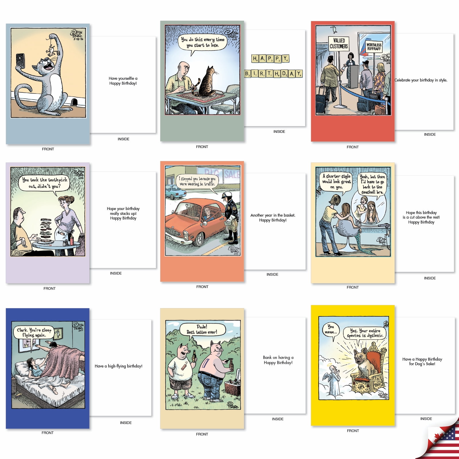 NobleWorks A Bizarro Bash - Pack of 36 Birthday Greeting Cards with Envelopes (4.63 x 6.75 Inch) - AC9376BDG-B1x36