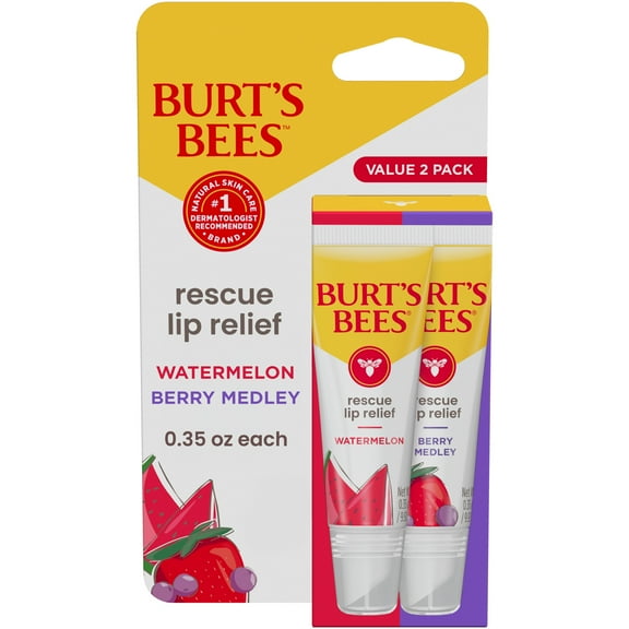 Burt's Bees Watermelon and Berry Medley Rescue Lip Relief, 2-Pack, 0.35 oz.