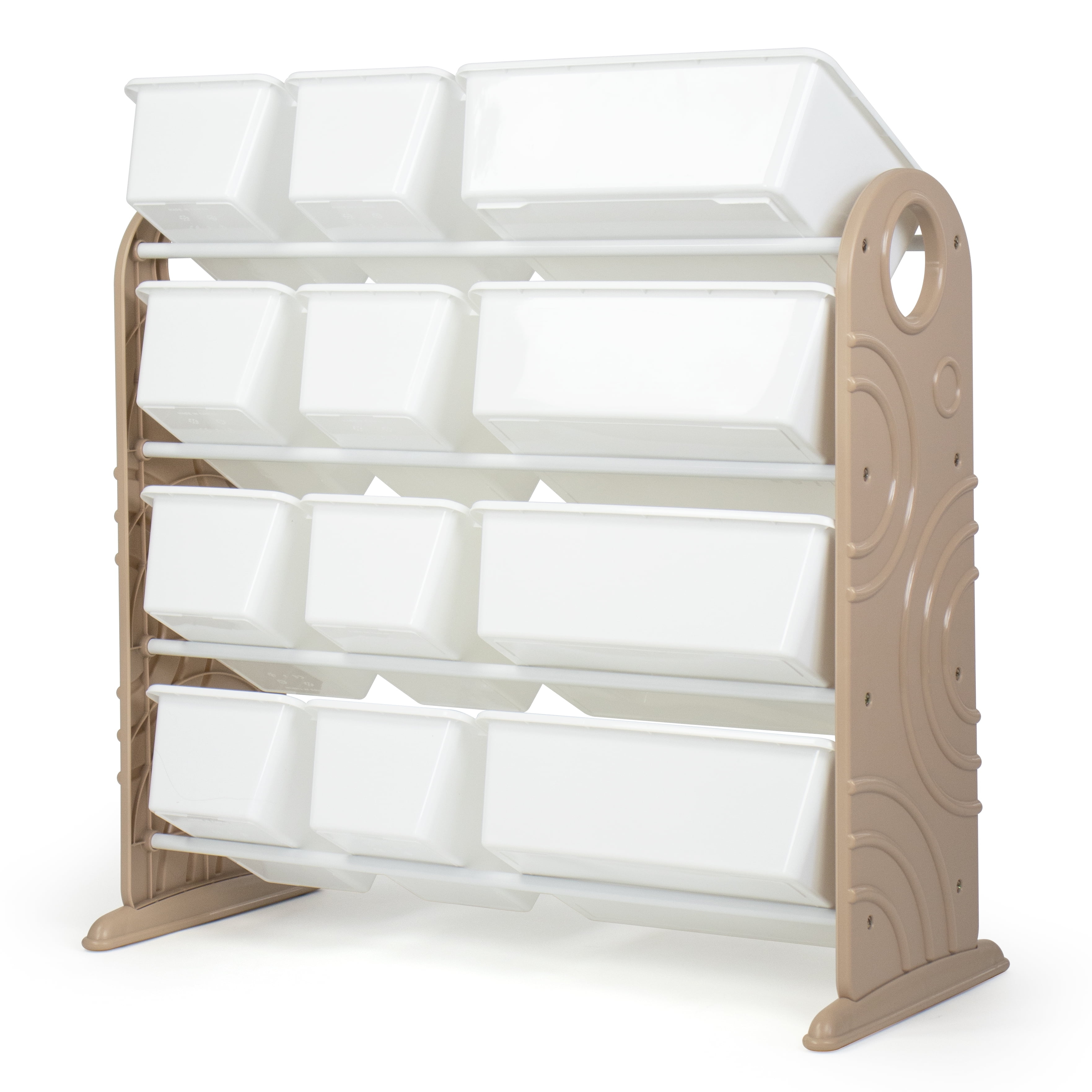 Buy Your Zone Children Plastic and Metal Toy Storage Racks with 12 Storage Bins, Mocha and White