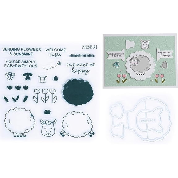 Stamps and Dies Set for Card Making – 2025-2026 Clear Stamps with Cutting Dies for Scrapbooking, DIY Crafts, Journaling, Greeting Cards – Compatible with Most Die Cutting Machines - A