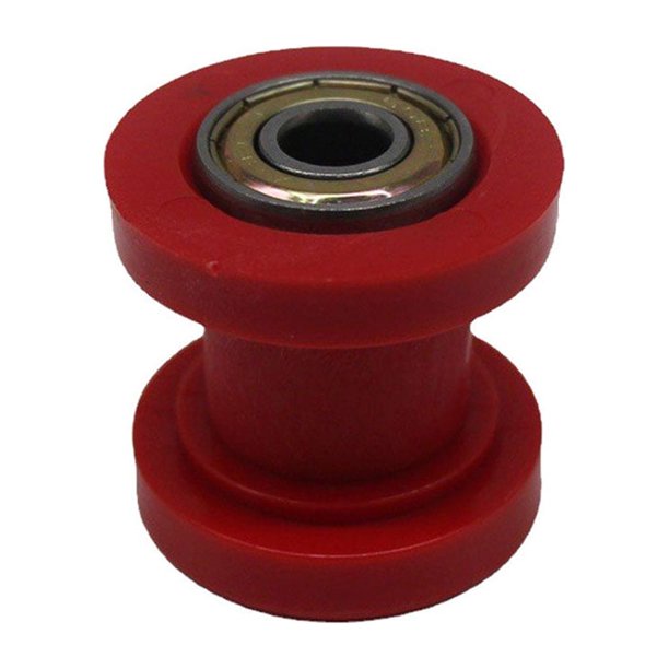 Riwesomey Tensor de cadena de motocicleta de 8mm, guía deslizante de rodillo Universal, polea, accesorios de piezas de mantenimiento de Accesorios para motos Rojo