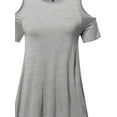 thumbnail image 3 of FashionOutfit Women's Solid Soft Stretch Asymmetrical Cold Shoulter Ruffle Sleeve Top, 3 of 3
