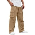 thumbnail image 2 of Zimjoy Mens Cargo Work Pants Big and Tall Drawstring Elastic Mens Sweatpants Comfy Athletic Pant Cool Cotton Lightweight Hiking Pants Men with Multi-Pockets, Earthy Yellow M, 2 of 6