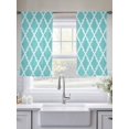 thumbnail image 5 of Quatrefoil Moroccan Pattern Sheer Curtains 45 Inch Length 2 Panels Set for Living Room/Bedroom, Geometric Aqua Morocco Semi Curtain Sheers Drapes Rod Pocket Curtains Window Treatment Set 52''x45''x2, 5 of 7