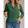 thumbnail image 3 of JYLFC Women Long Sleeve Tops with Button 2025 Fall Dressy Casual Henley Shirts Trendy Blouses Green XL, 3 of 6