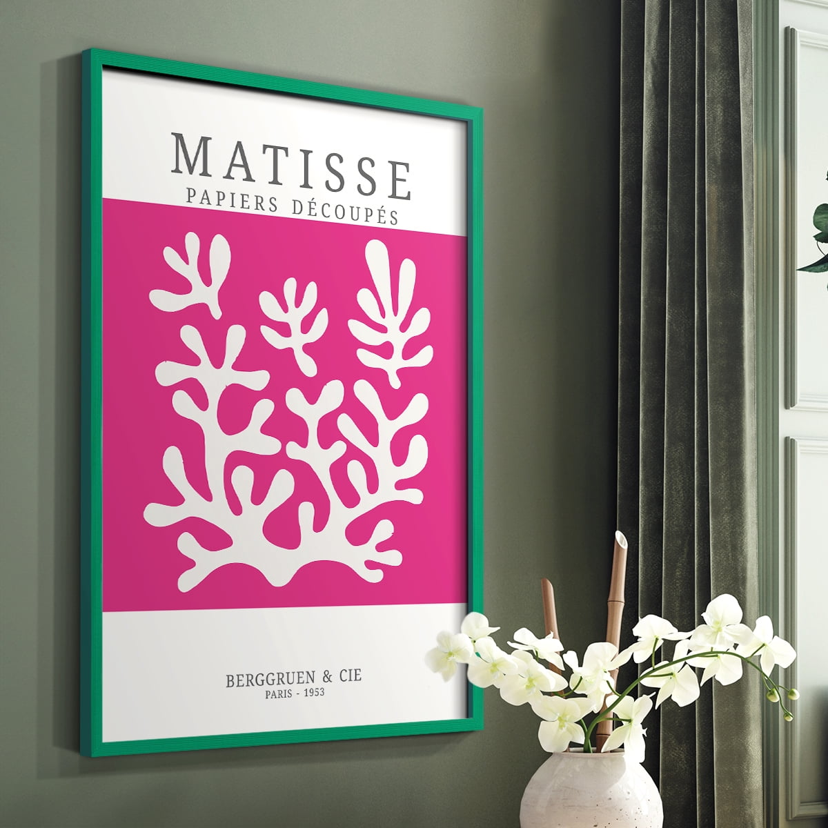 Matisse CDXXVI in Green Solid Wood Framed Print No Nail Hanging
