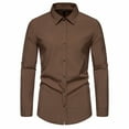 thumbnail image 2 of Dress Shirts for Men Slim Fit Solid Color Lapel Collar Long Sleeve Stretch Button down Business Formal Shirt Lightweight Comfy Fall Clothes, 2 of 4