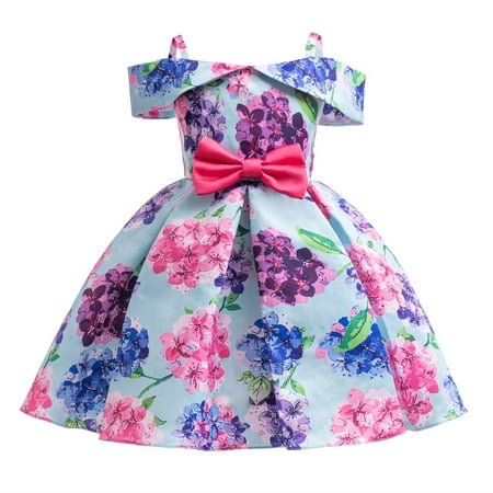 

XIEULQP Baby Girl Clothes Girls Dress with Bow Design Girl Party Dress Birthday Dress Girl Suitable for Children Summer Dress Blue