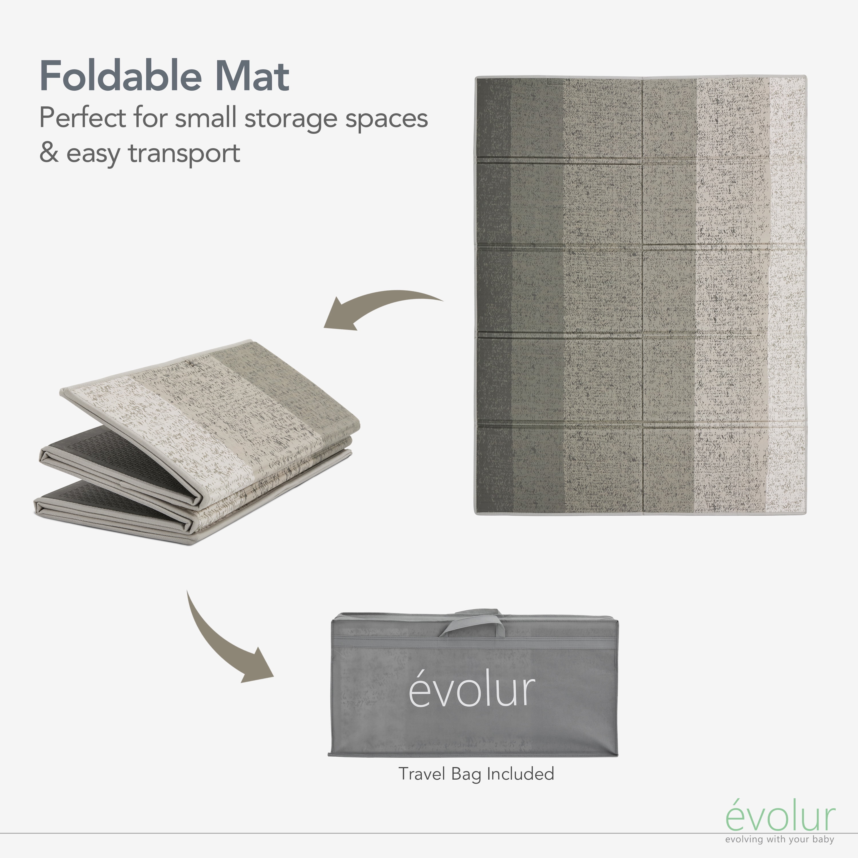 Evolur CozyCush Reversible Non-Toxic Baby Kids Playmat, Ombre