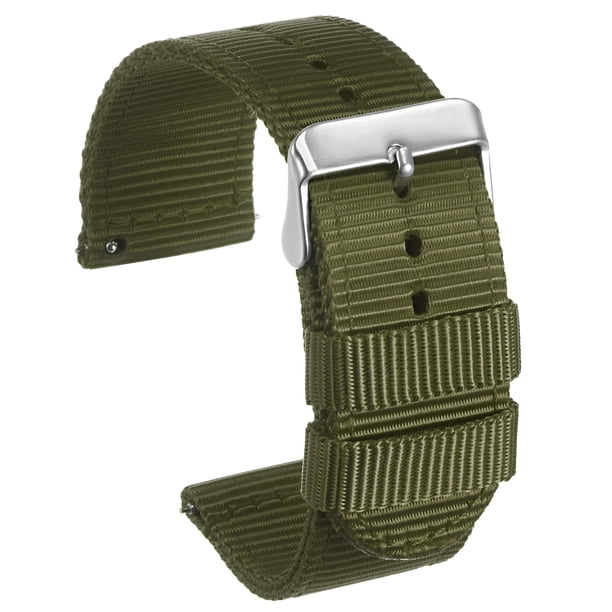 Amarillo Nylon Reloj Correa 24mm Ancho Duradero Nylon Correa con Plata Hebilla, Universal Reemplazo Lienzo Reloj Correa 43