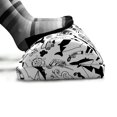 thumbnail image 5 of Pirates Foot Rest, Black and White Pattern with Buccaneer Characters Sharks and Nautical Elements, Non-Slip Backing Adjustable Ergonomic Memory Foam Leg Support for Office, Black White, by Ambesonne, 5 of 5