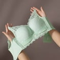 thumbnail image 3 of Bigersell Women Push Up Bra Wireless Padded No Underwire Bralettes Lace Bras Women’s Sports Bras Comfort Soft Padded Bra Hook and Eye Bra Closure Wire-Free Bra B-7-Green L, 3 of 3
