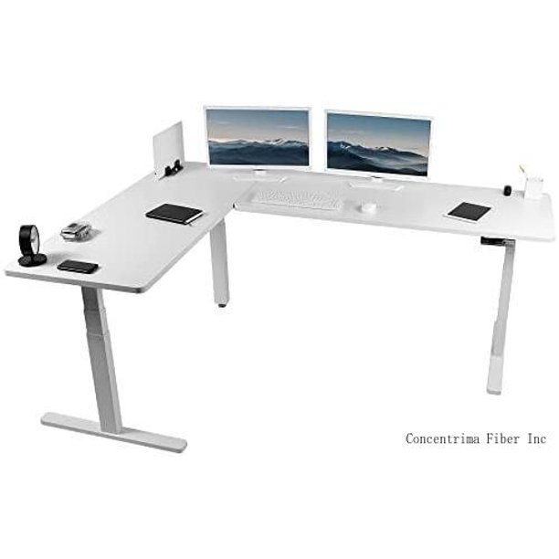Electric Height Adjustable 83 X 60 Inch Corner Stand Up Desk, 2 White