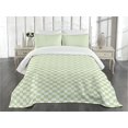 thumbnail image 3 of Ambesonne Retro Quilted Bedspread Set 3 Pcs, Big Little Squares Tile, Queen Size, Lime Green White, 3 of 5