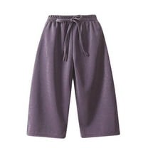 tarylea Girl Clothes Elastic Waist Tie Front Flare Pants Solid Color Wide Leg Trousers Casual Loose Fall Cute Pants