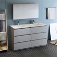thumbnail image 2 of Fresca Lazzaro 60" Gray Free Standing Double Sink Modern Bathroom Vanity with Medicine Cabinet, 2 of 9