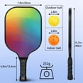 thumbnail image 4 of Pickleball Paddles Set Of 2, Fiberglass Surface, Vibrant Rainbow Print, 4 Balls & Bag, 4 of 5