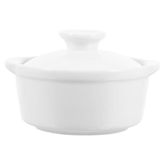 POPETPOP Ceramic Soup Bowl with Lid and Handle Dessert Bowl Cubilose Bowl Egg Cooking Bowl