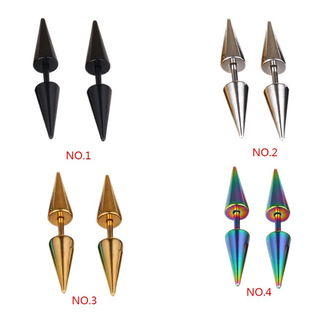 1Pc Men Boys Titanium Steel Spike Stud Earring Spike Ear Stud Punk Rock Piercing Stud Steel Rivets Earring
