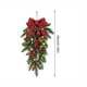thumbnail image 3 of pstuiky Adorno navideño colgante de 55 cm/22 pulgadas con forma de gota de agua invertida, lazo para árbol de Navidad, bayas rojas nevadas, adorno de pared, corona de ratán., 3 of 7