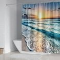 thumbnail image 2 of Beach Sunset Shower Curtain Set for Bathroom, Ocean Tropical Palm Purple Sky Waterproof Polyester Curtains 71WX71H Inch 12 Pack Hooks Sunset, 2 of 6