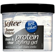 Softee Super Freeze Protein Styling Gel 32 oz. Jar, Unisex, Clarifying, Strengthens Hair