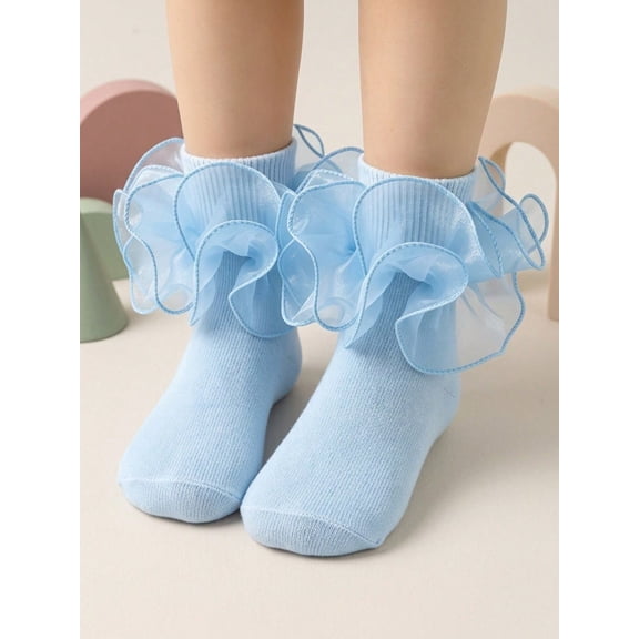 1 Pair Girls Socks Children Ruffle Pleated Lace Princess Baby Socks