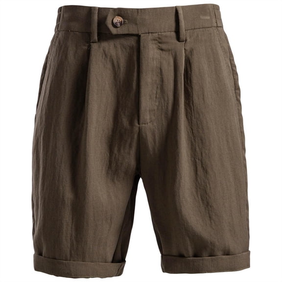 VV AVEORS Men'S Straight Leg Dress Shorts, Lightweight Breathable Casual Summer Elastic Waist Bermuda Shorts With Pockets Coffee S