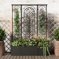 thumbnail image 6 of Oubayajia Metal Planter Box with Trellis Privacy Screen, Raised Garden Bed with Drainage Holes, 62 Inch Tall(Black), 6 of 10