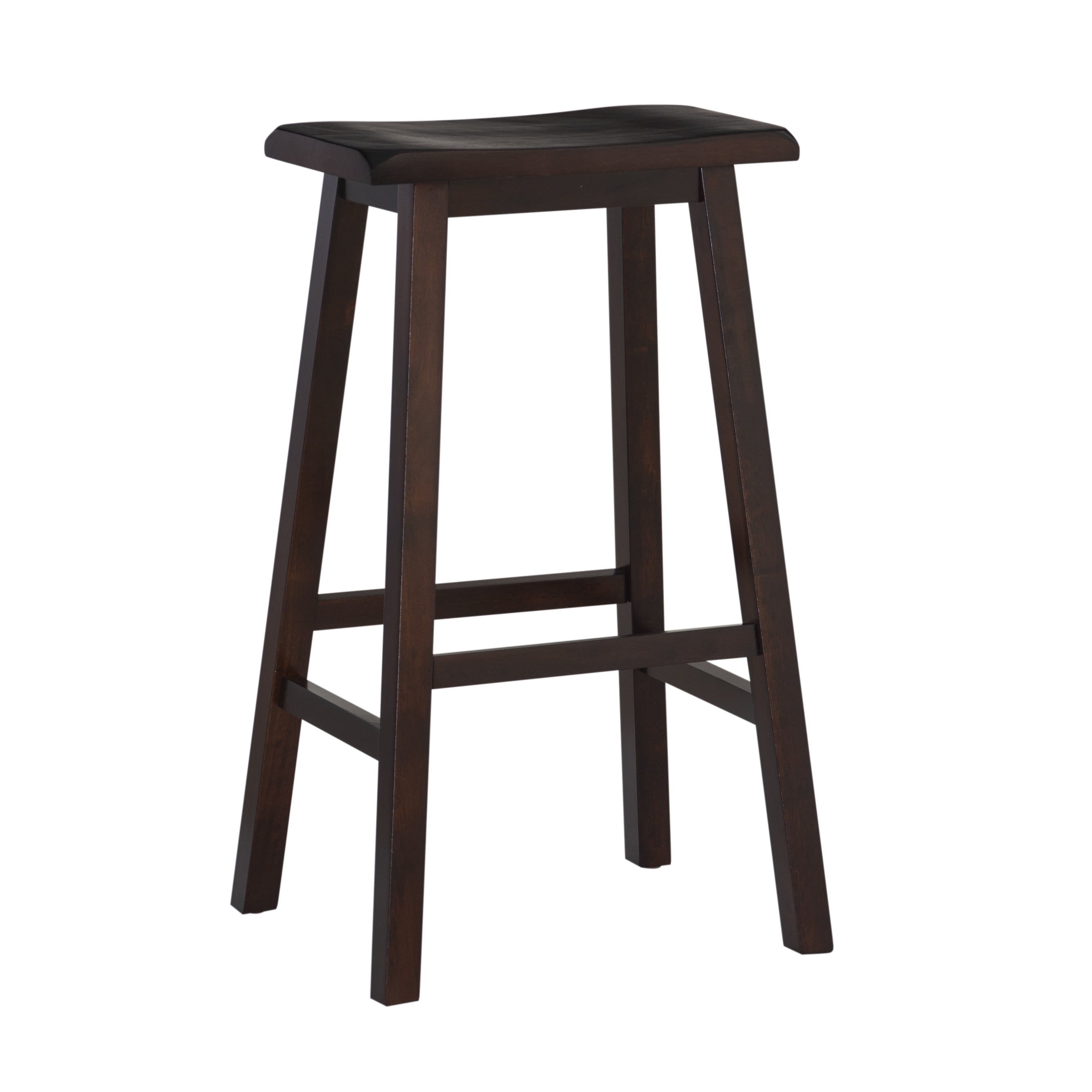 Linon Rickard Backless 30" Saddle Seat Bar Stool, Dark Brown Finish