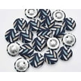 thumbnail image 4 of IBA Indianbeautifulart Blue 2 Holes Canvas Round Buttons For Sewing 1 Inch Stripe & Artistic Leaves Printed Handmade Decorative Buttons Pack Of 50, 4 of 7