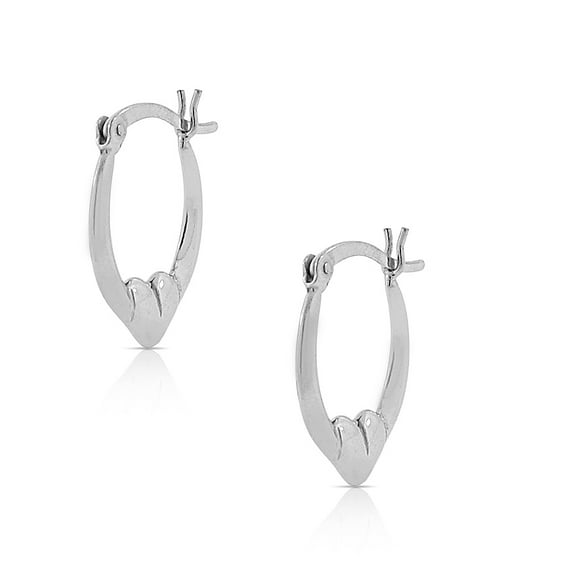 925 Sterling Silver Love Heart Oval Hoop Earrings, 0.75"