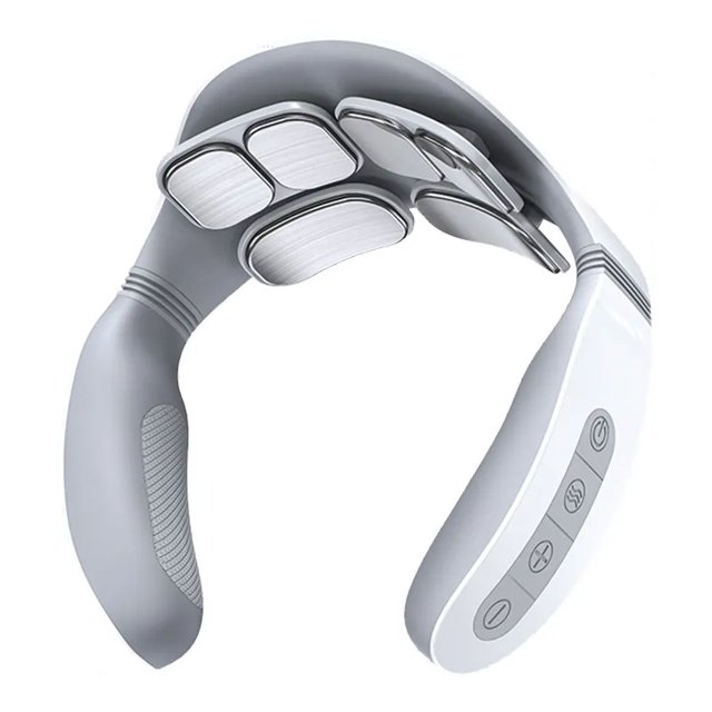 Masajeador de cuello portátil Alivio del dolor Masajeador cervical Pulso inalámbrico inteligente para aliviar el dolor de cuello Relajarse, 6 modos de masaje, función de calefacción