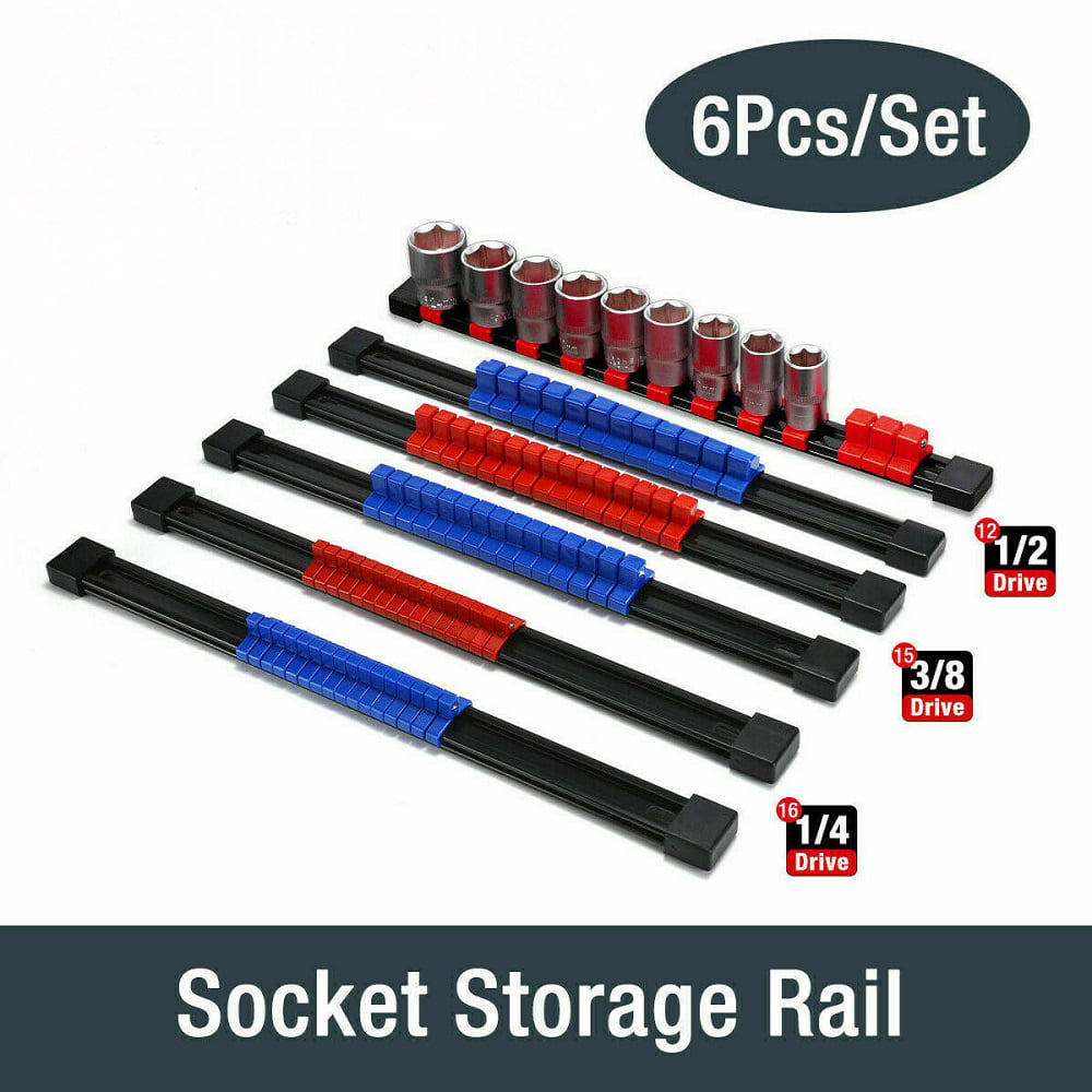Details about   3PCS Socket Organizer Sliding Holder Rail Mountable 1/4" 3/8" 1/2" Tool Storage 
