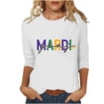 thumbnail image 2 of CYiJun Mardi Gras Clothing,Parade Ready 3/4 Sleeve Top,Lightweight Crewneck Shirt for Mardi Gras Street Celebration, 2 of 6