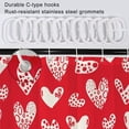 thumbnail image 4 of Valentine''s Day Shower Curtain, Romantic Red and White Heart Shower Curtain Set for Bathroom Waterproof Red Shower Curtain with Hooks, 72x84 Inch, 4 of 5