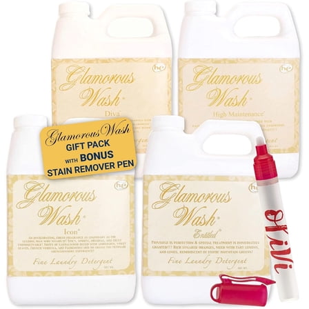 Kinara Tyler Glamorous Wash Laundry Detergent Gift Pack, Diva, High Maintenance, Icon & Entitled, 4-Pack with Olivi Pen
