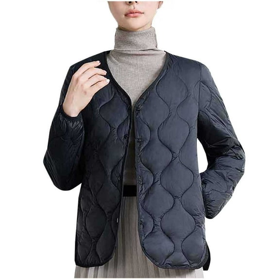 Womens Diamond Quilted Jacket Lightweight Padding Coat with Pockets Warm Lightweight Windbreaker Thick Mountaineering Coat Regular and Plus Size Windproof Jackets