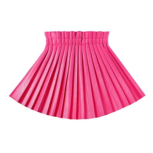 WELAKEN Pu Leather Skirts for Girls Kids Teen Toddler Women Faux Leather Pleated Skirts Hot Pink 3T Walmart
