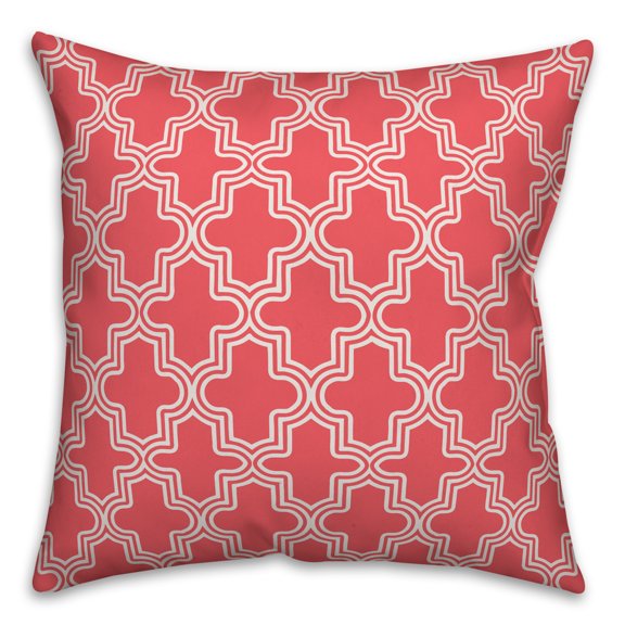 Creative Products Boho Quatrefoil Coral 16x16 Indoor / Outdoor Pillow
