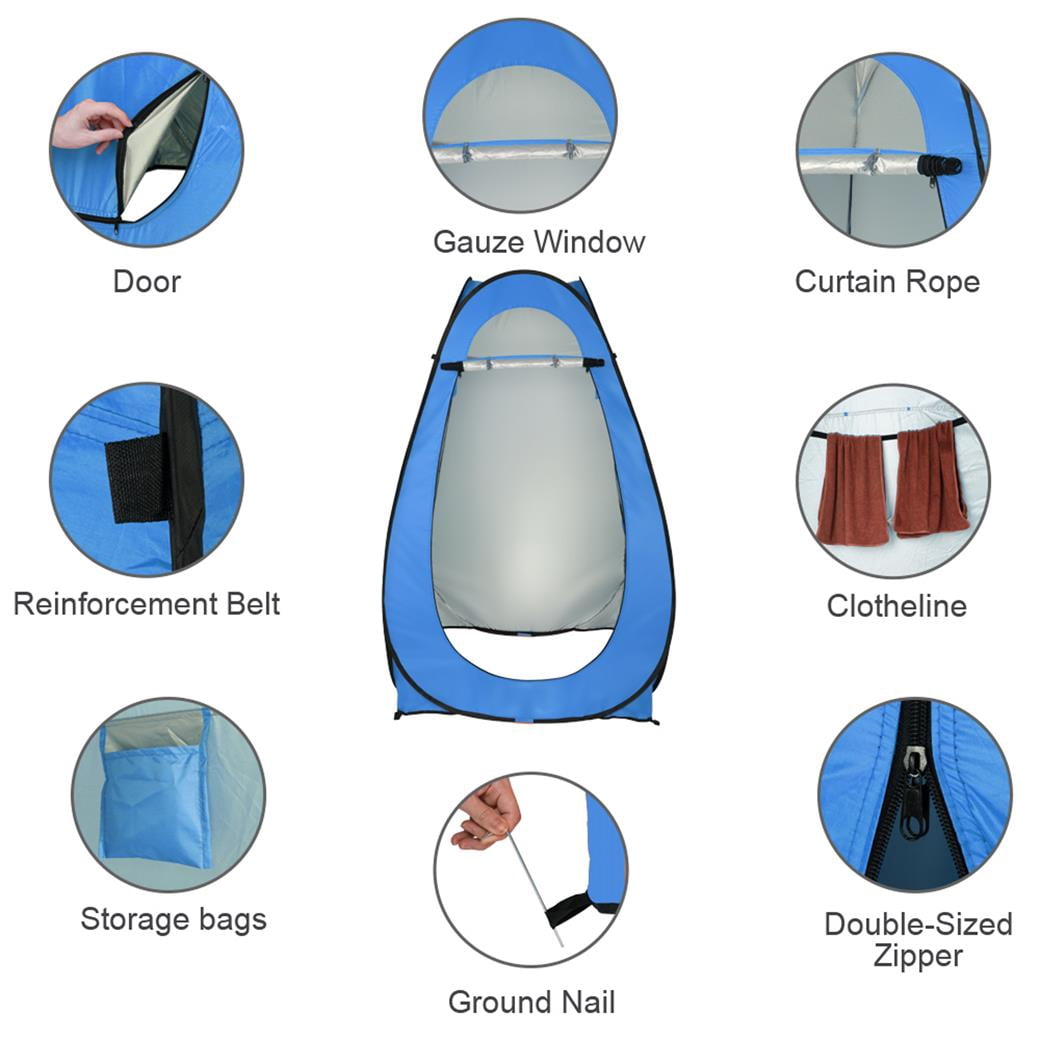 1-2 Person Portable Pop Up Toilet Shower Tent Changing Room Dressing Tent Camping Shelter Blue