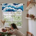 thumbnail image 6 of Blue Gradient Window Valances, Modern Geometric Ocean Waves Abstract Light Filtering Kitchen Window Treatments, Short Rod Pocket panel Curtains, Curtain Valance for Bedroom Windows 54"x18", 6 of 6