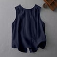thumbnail image 4 of Daznico Women's Round Neck Sleeveless Linen Blend Back Button Tank Top Casual Summer Tops,XXL, 4 of 4