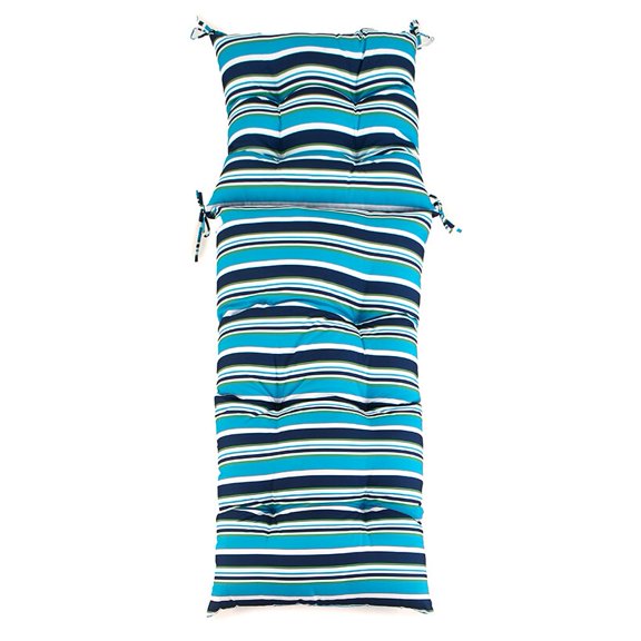 The Lakeside Collection Chaise Lounge Cushion - Farmhouse Rustic Cushion for Patio - Blue Stripe