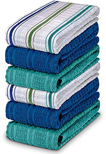 100% Cotton Tea Towels Set Absorbent Kitchen Dish Drying Cloths Pack of 3,6,9,12 